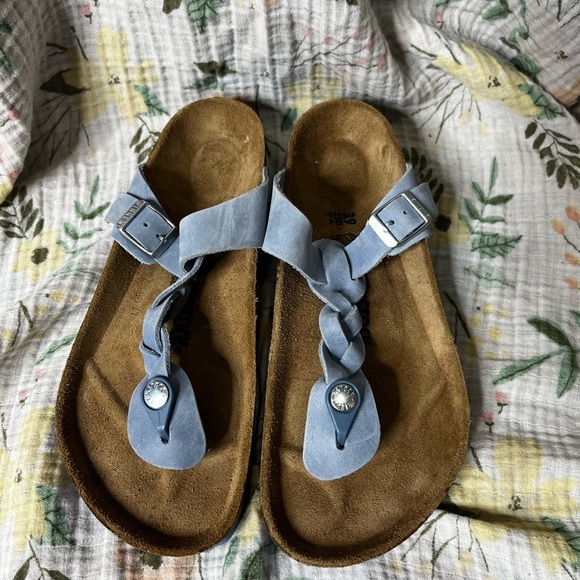 Birkenstock Sky Blue Braided Gizeh Sandals Women’s Size EU 39 US 8/8.5 - Picture 1 of 7